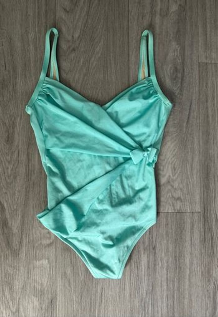Maillot de bain une pièce bleu turquoise satiné Aquasuit La Perla T44 XXL