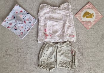 Ensemble Sucre d'orge été 6M neuf : blouse + short