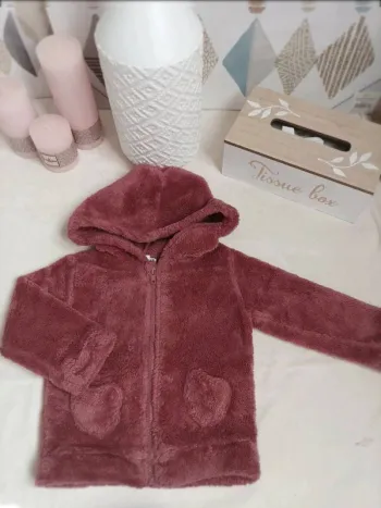Gilet zippé à capuche en pilou neuf Mots d'Enfants fille 24 mois