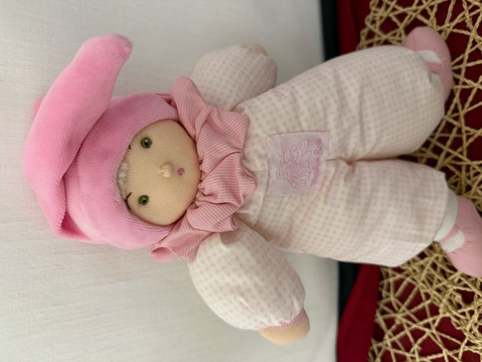 Doudou poupée lutin vichy rose MOULIN ROTY
