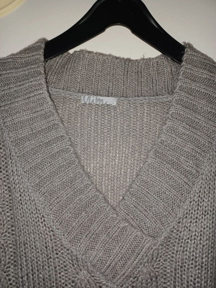 Lot de 2 pulls longs col V Mim gris perle et orange cuivré taille 0 - photo numéro 6