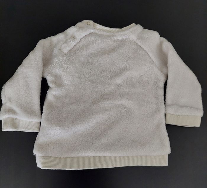 Pull blanc fille 18mois motif chien - photo numéro 3