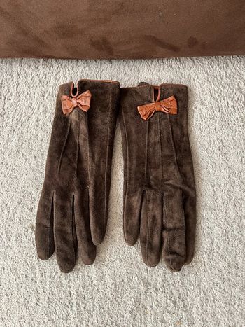 Gants daim promod marron noeud en cuir