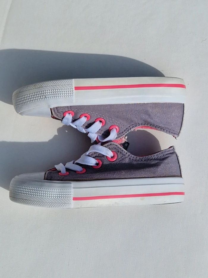 💞 Tennis en toile grise et rose 💞 - photo numéro 4