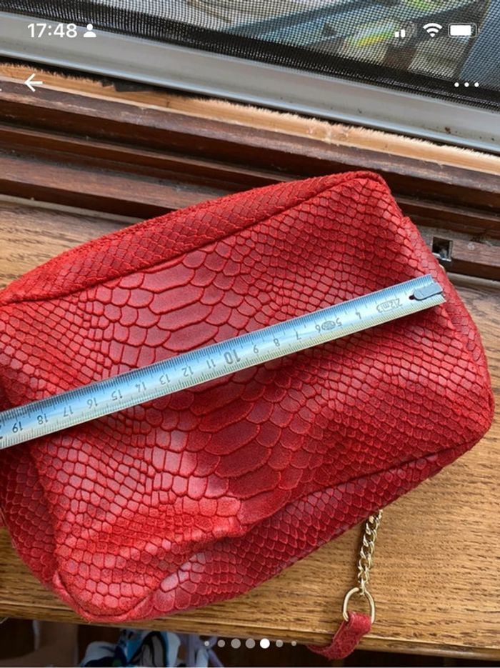 Sac à bandoulière cuir rouge reptile - photo numéro 6