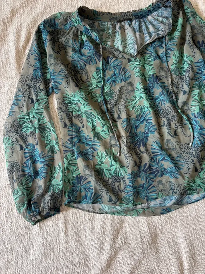 Blouse manches longues IKKS, taille 36 fleuris - photo numéro 2