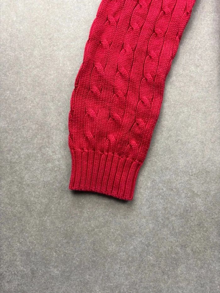 Pull d’hiver torsadé en maille Ralph Lauren rouge col V taille XL femme - photo numéro 6