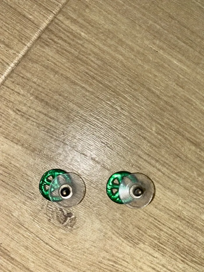 Boucles d’oreilles vertes Peace and Love - photo numéro 3