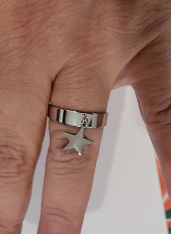 BAGUE PAMPILLE ETOILE ACIER INOXYDABLE ! NEUF !