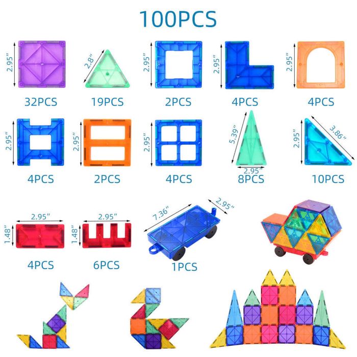 Blocs de construction magnétiques nbre 100 pcs - photo numéro 3