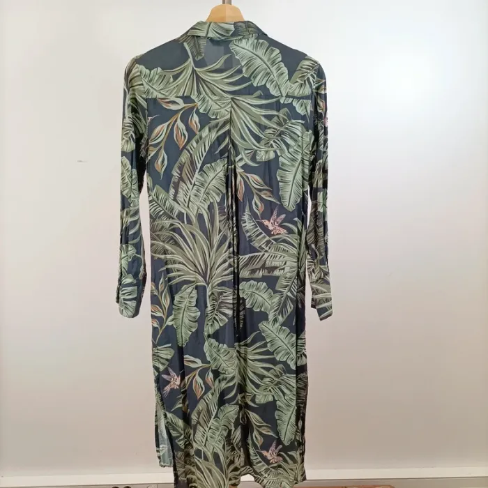Robe longue imprimé tropical LCW Modest taille 38 viscose fluide manches longues A1556 - photo numéro 6