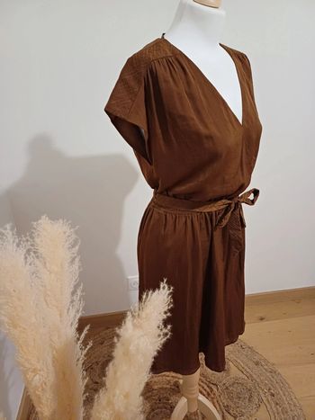 Robe marron chic satinée taille S 36