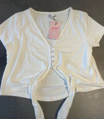 Top blanc court à nouer Cropp T.S neuf
