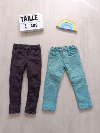Lot 2 pantalons chauds taille 4 ans