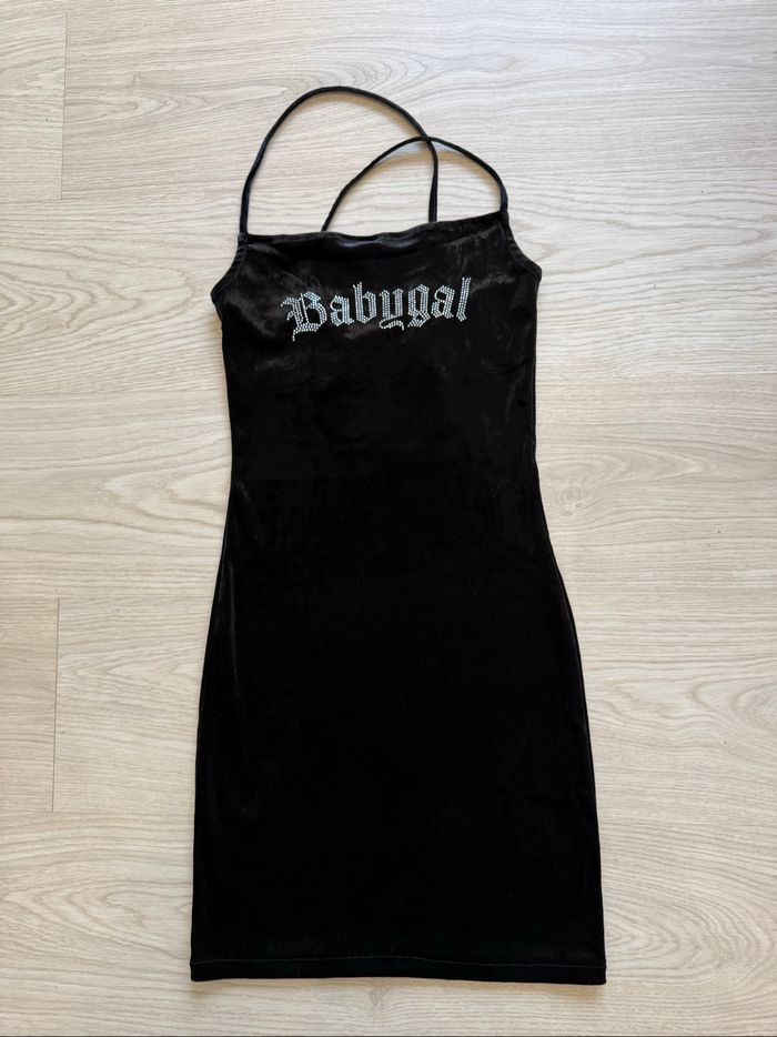 Robe moulante fines bretelles noir avec strass argenté H&M taille 34 XS