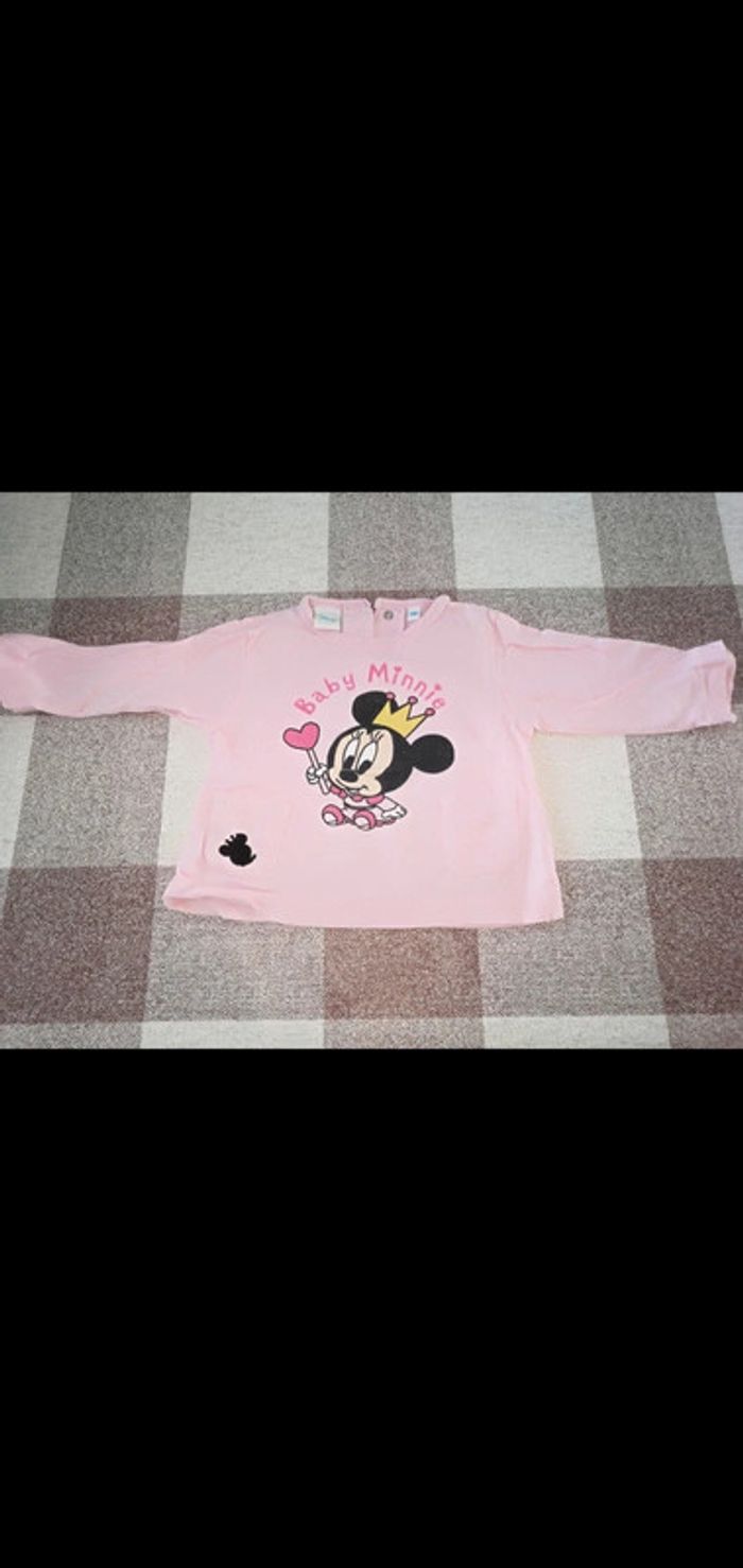 Tee shirt manches longues rose Disney Minnie 6 mois
