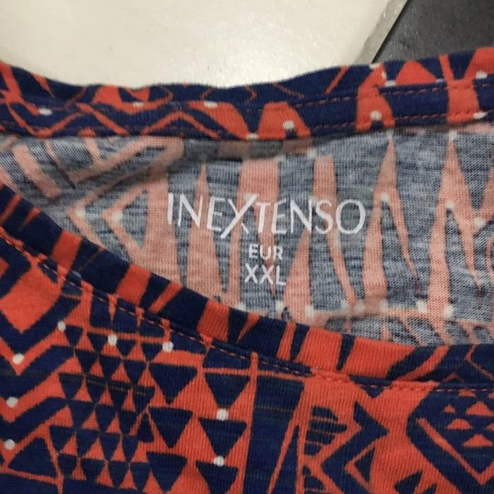 T-shirt femme xxl motifs géométriques orange et bleu - photo numéro 3