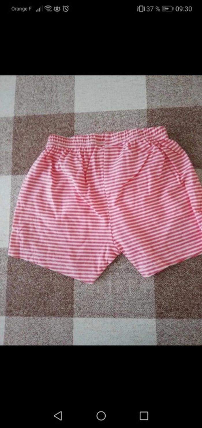 Short rayé blanc/corail 12 mois - photo numéro 3