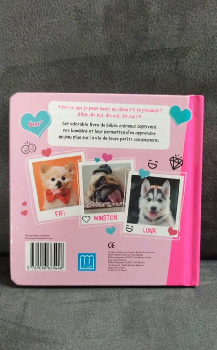 Livre cartonné enfants j'aime ta frimousse chiots d'amour - photo numéro 2