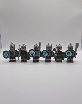 Figurines type lego 6 guerriers du rohan seigneur des anneaux / hobbit