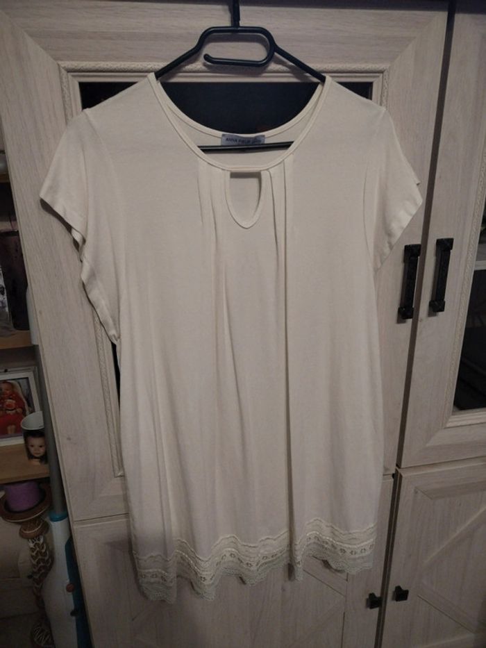 Tee shirt long blanc