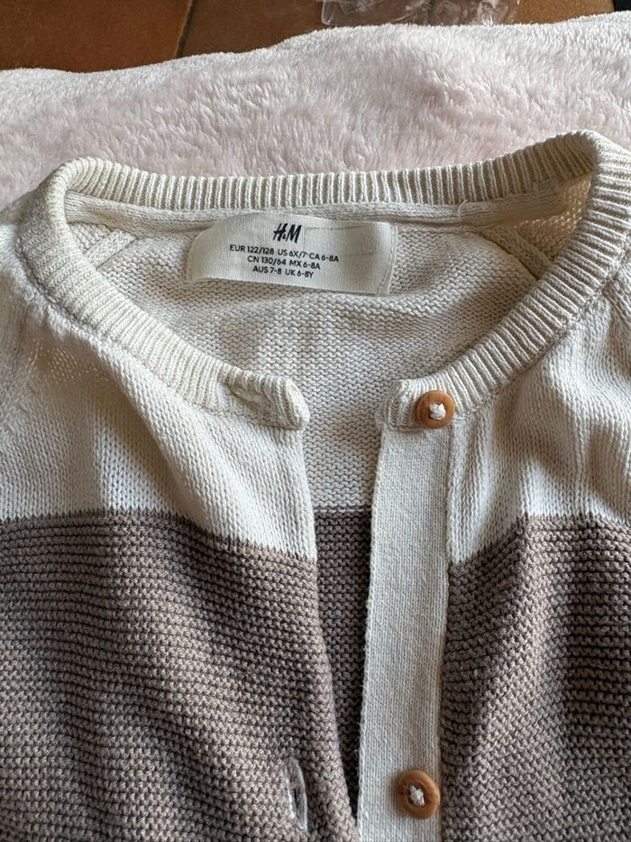 Gilet léger dégradé écru/brun/rose (6-8ans) - photo numéro 2