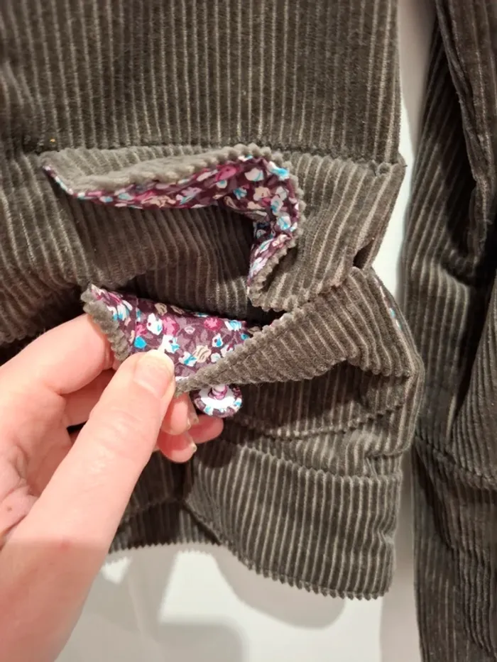 Veste de créateur gris foncé/ tissu fleuri - 36 - photo numéro 6