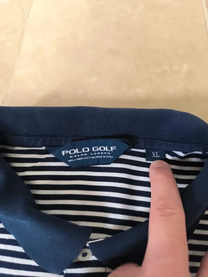 Polo Ralph Lauren Golf homme taille XL marinière rayures fines logo blanc - photo numéro 4