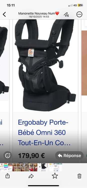 Porte bébé noir ergobaby