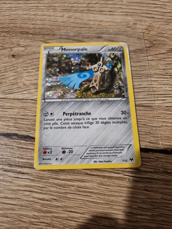 Carte pokémon monorpale holo 7/12 année 2013