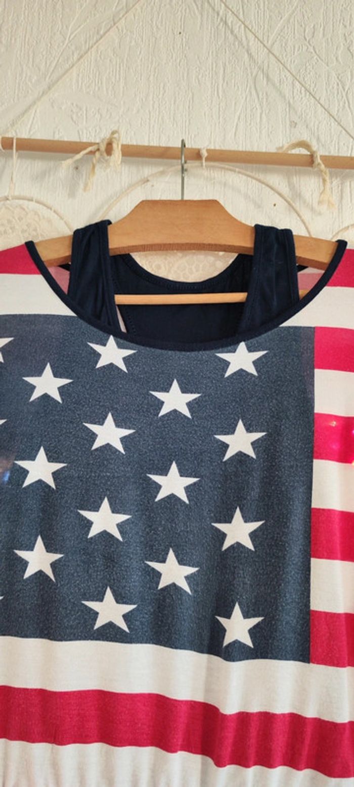 Magnifique tee shirt 2 en 1 américain - photo numéro 2