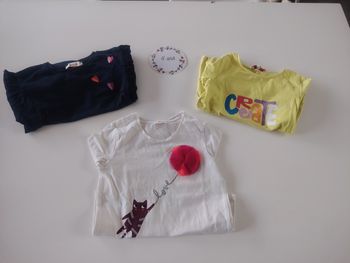Lot de 3 t-shirts manches longues fille 4 ans catimini tbe 