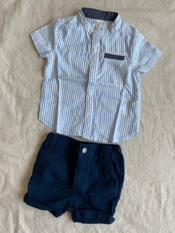 Ensemble chemise short marine taille 3 mois