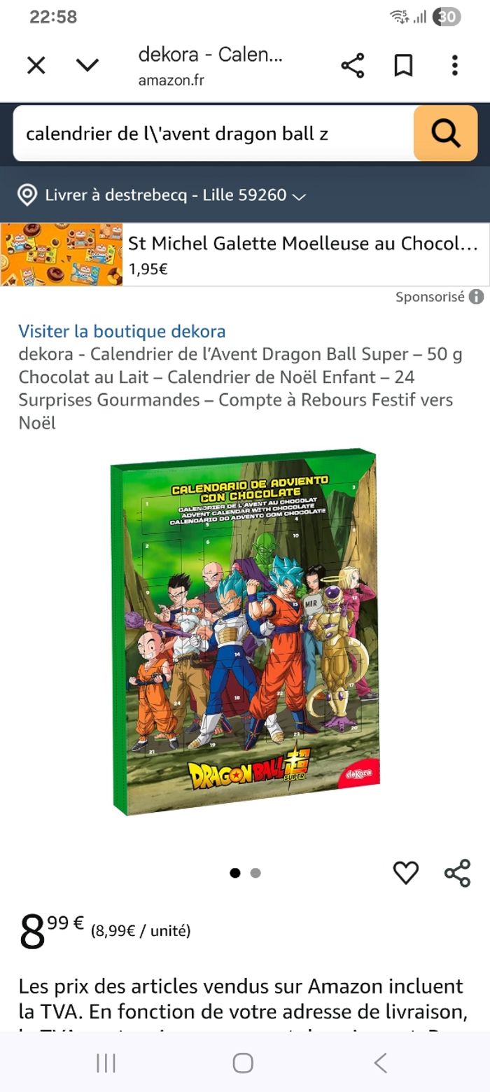 Calendrier  de l avent neuf bon jusqu' en 2027 dragon ball z - photo numéro 2