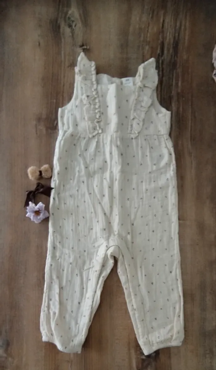 Combinaison pantalon fille H&m crème fleurie