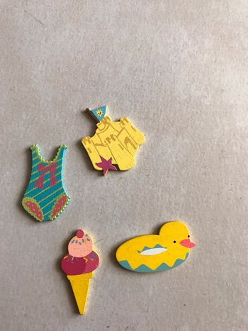 Lot de 4 embellissements bois thème plage