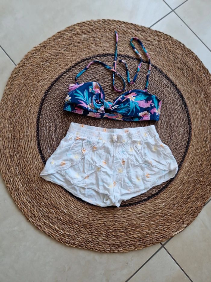 Short kiabi taille 36 + 1 haut de maillot de bain Camaïeu taille 36