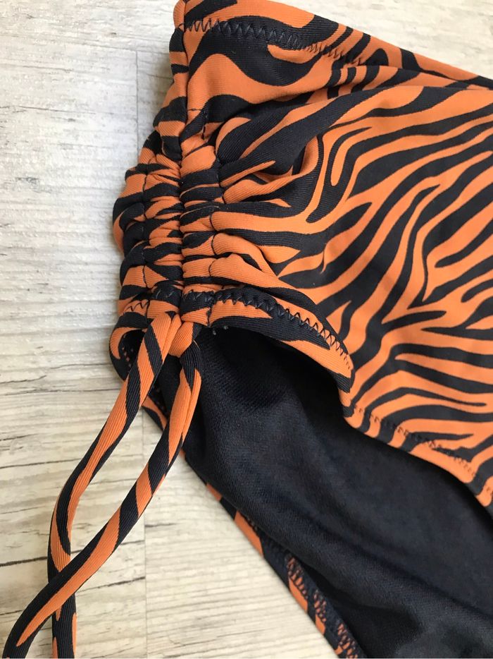 Maillot de bain 2 pièces bikini Taille M 38/40 Bikki beach imprimé tigre ocre noir taille haute - photo numéro 4