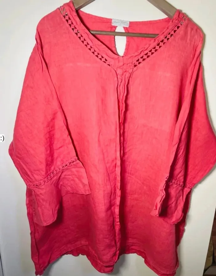 Blouse femme en lin taille 52 / piment rouge
