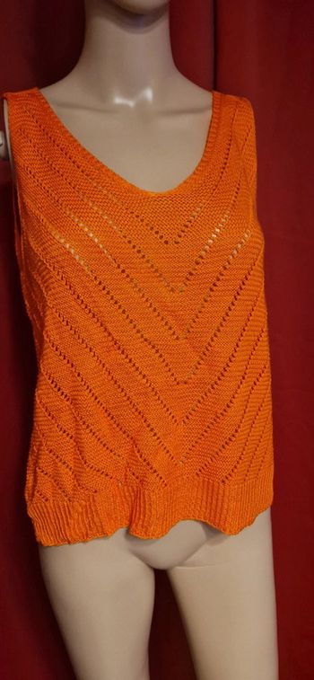 Pull orange à trou sans manche original taille38