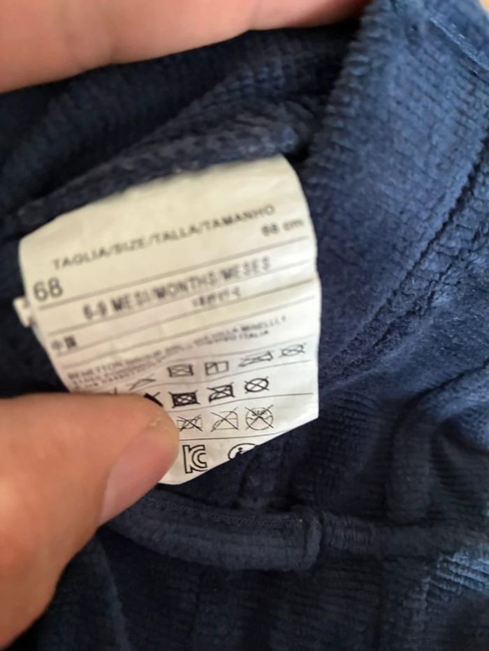 Pantalon velour bleu 6 mois benetton - photo numéro 2