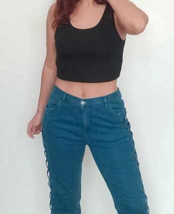 Jean brut droit effet laçage côtés taille 42