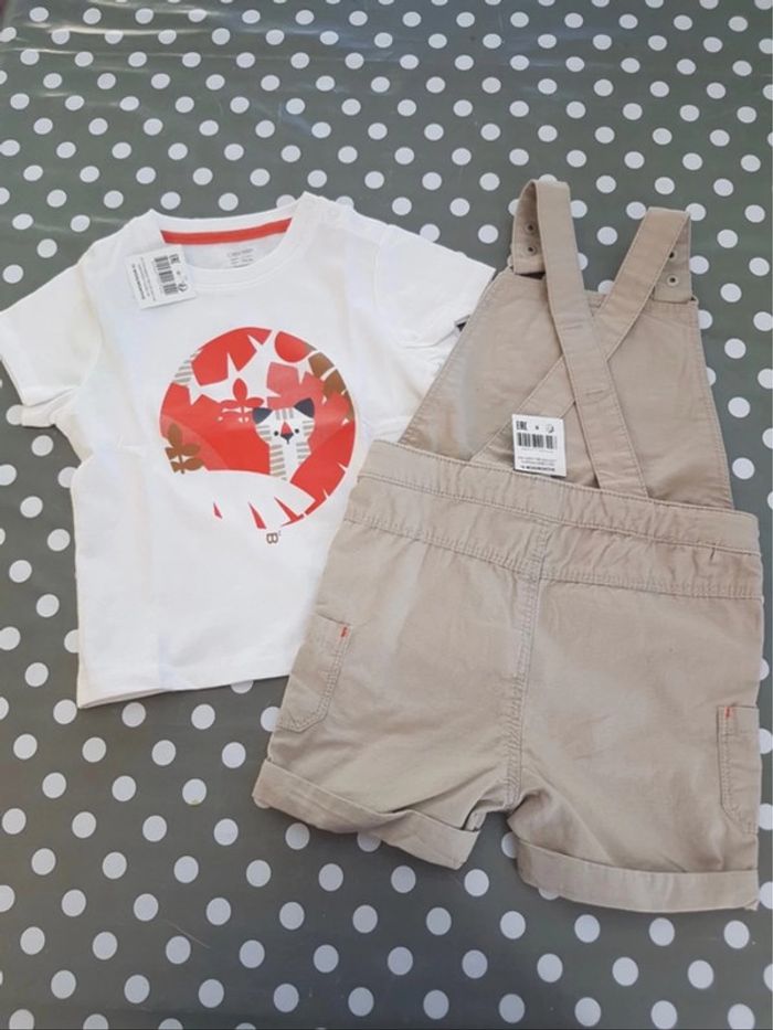 Ensemble T-Shirt salopette courte Obaïbi 12-18 mois - photo numéro 2