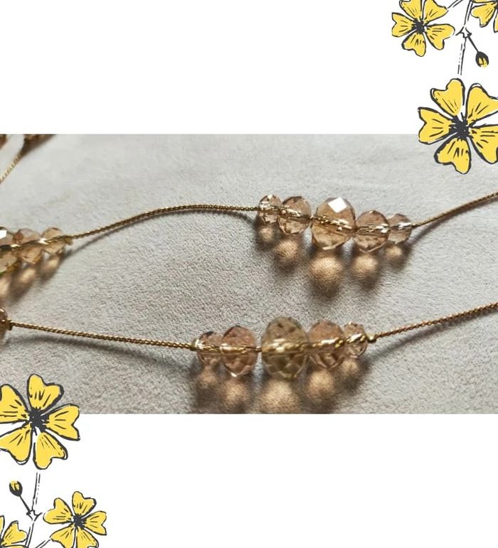 Collier vintage doré en perles facettées champagne – Élégance rétro - photo numéro 2
