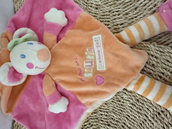 Doudou plat orange rose Je suis une souris comme ça NICOTOY