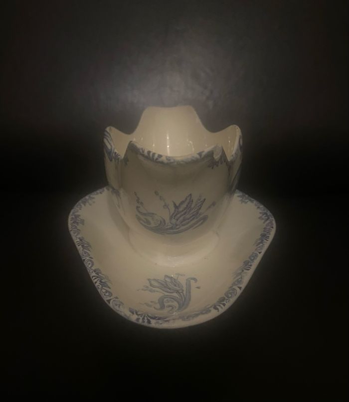 Saucière vintage blanche et bleue - photo numéro 2