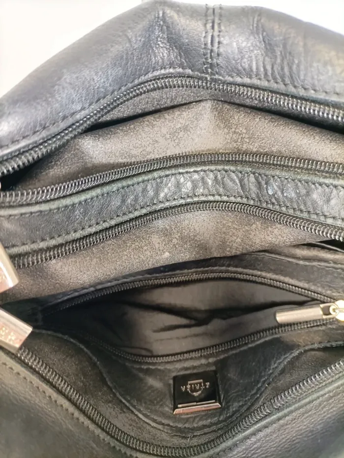 Sac à main sacoche cuir noir Etrier chic vintage été - photo numéro 11
