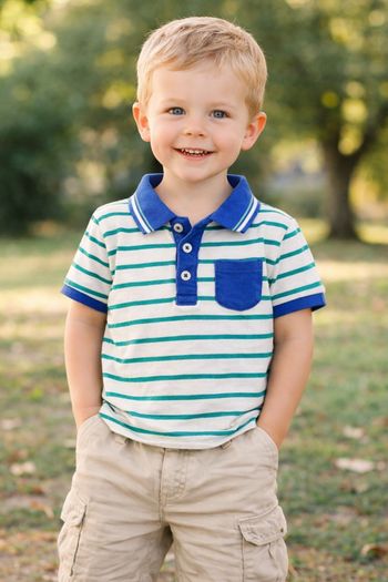 👕 Polo enfant rayé – 18/24 mois 💚💙