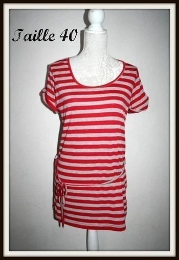 Tunique rayée grise/rouge taille 40