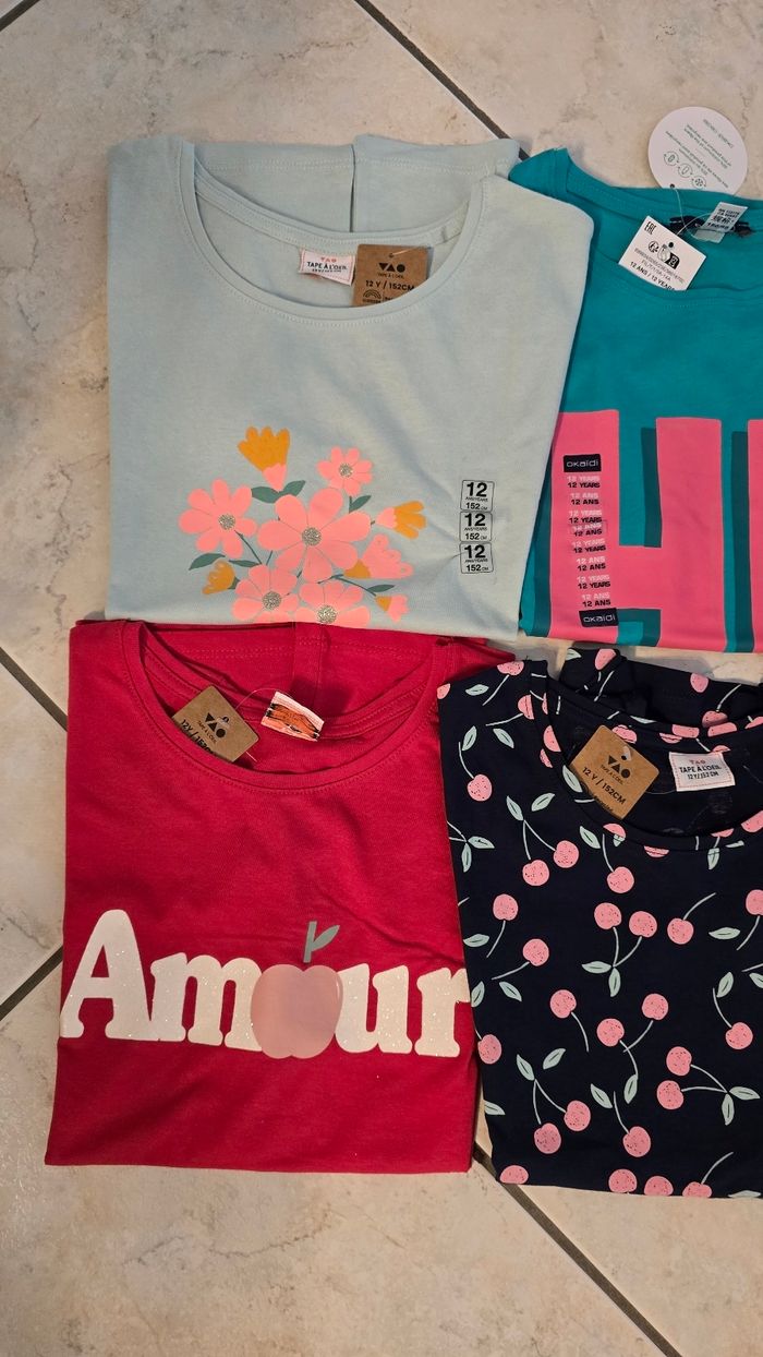 Neufs (non portés) lot teeshirts mc 12 ans fille - photo numéro 2